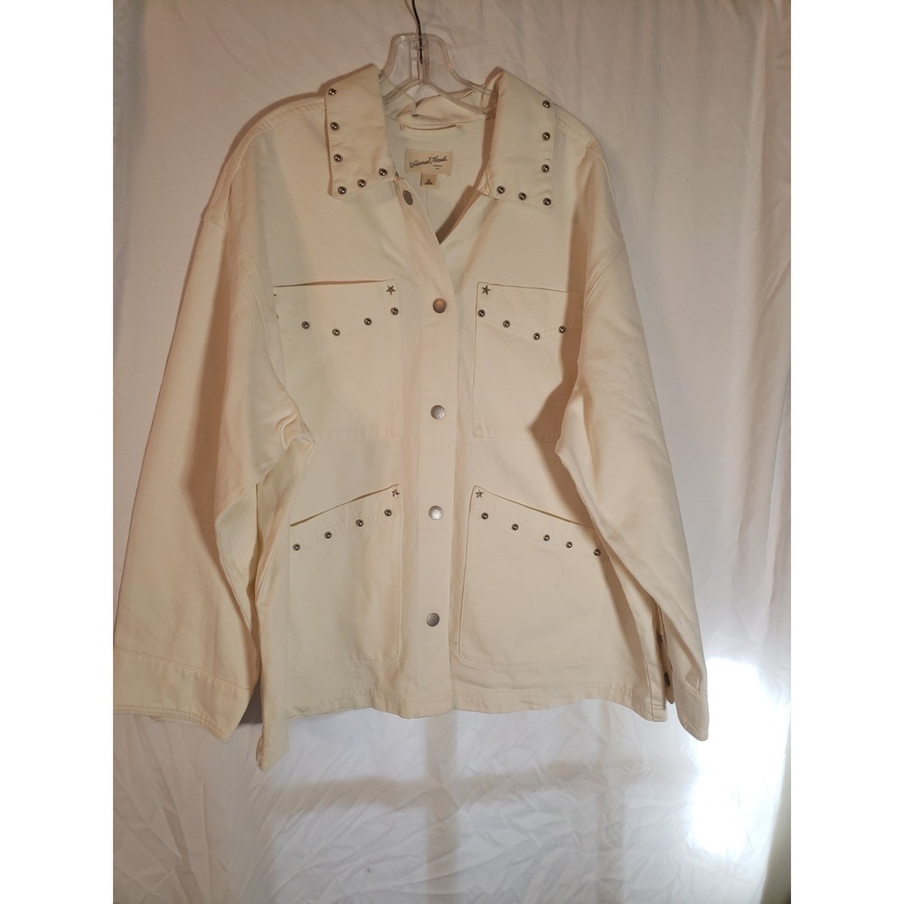 Women's Universal Threads White Studded Denim Jacket Size XL